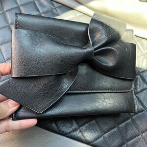 Anthropologie Black Leather Bow Laptop Case